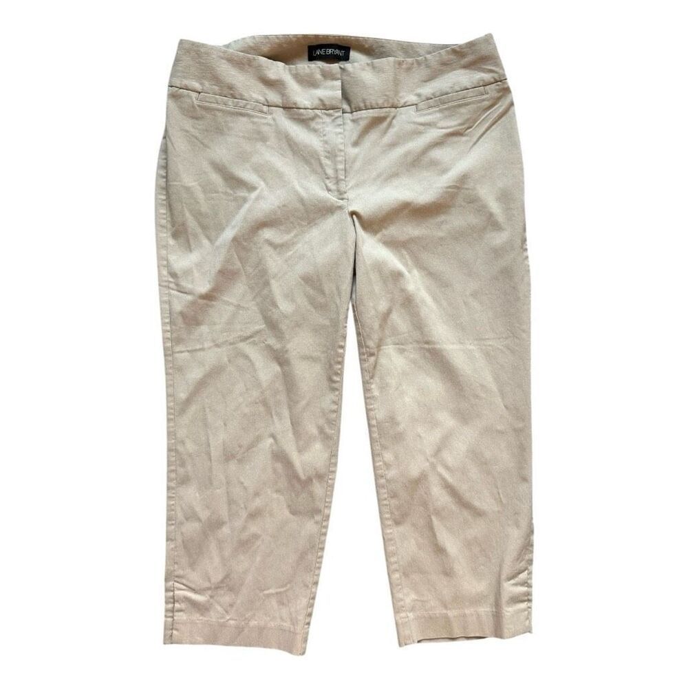 Womens Lane Bryant Khaki Cropped Capri Studio Dress Pants - Sz 16